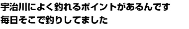 宇治川によく釣れるポイントがあるんです。毎日そこで釣りしてました。