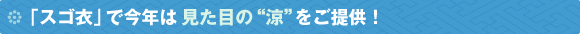 「スゴ衣」で今年は見た目の
