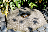 京都の中心と言われる六角堂のへそ石。