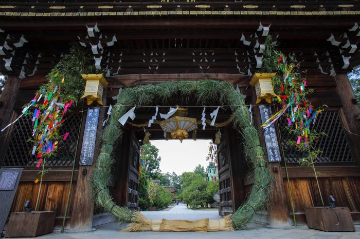 北野天満宮　御誕辰祭　大茅の輪くぐり（ごたんしんさい・おおちのわくぐり）
