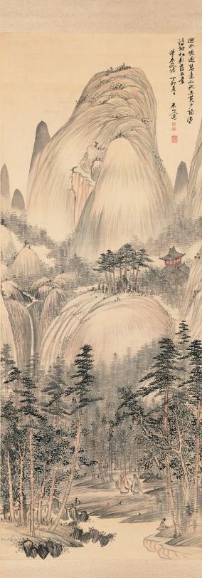 重要美術品　岡田米山人《秋山蕭寺図》文化四年（1807）個人蔵 ※半期展示