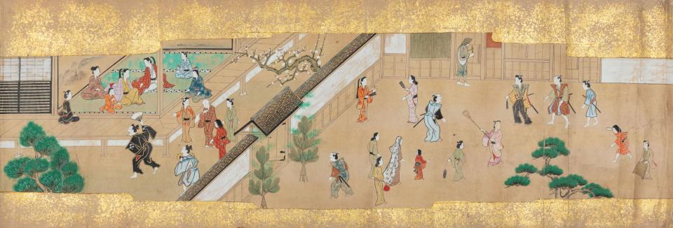 十二ヶ月風俗図巻のうち一月部分　茶道資料館蔵（展示期間：1/7-2/19）