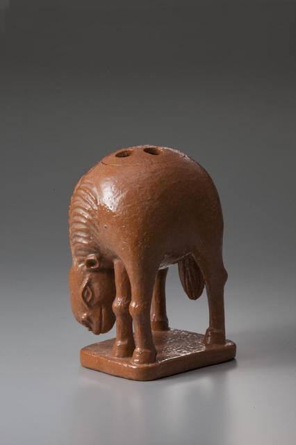 七代 長入   赤樂馬香炉 　如心斎好