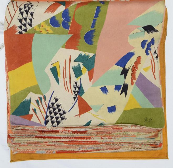 友禅染裂　マルタン式モチーフ散らし、大正時代頃