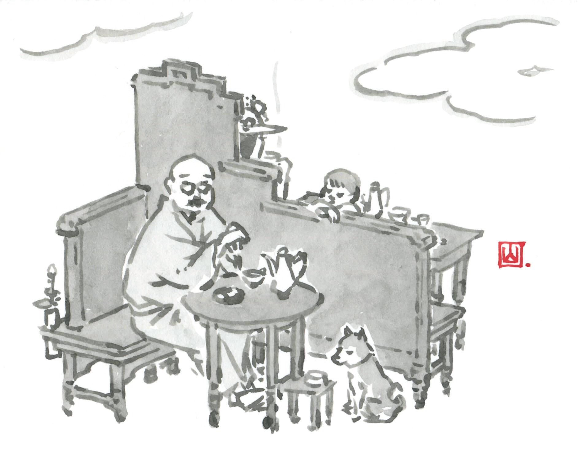 山口晃《好きなカフエーのおじいさん》2013年 ©YAMAGUCHI Akira, Courtesy of Mizuma Art Gallery