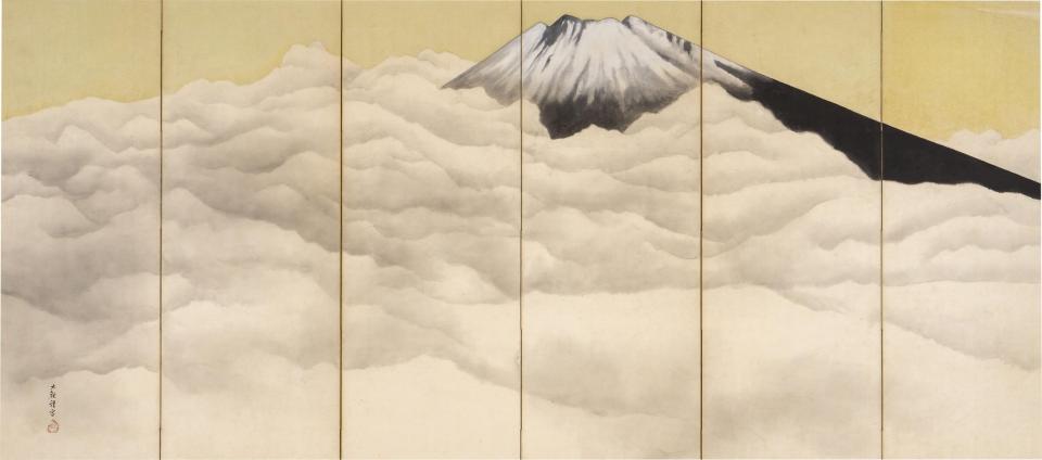 横山大観《富士図》（左隻）1945年頃  福田美術館蔵 後期展示