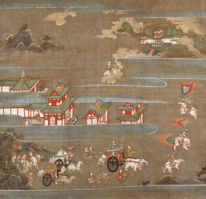 釈迦八相図 南北朝時代（14世紀）　広島・持光寺 画像提供：村上アーカイブス 【第一幅 展示期間：9月20日～10月19日】（無断掲載不可）