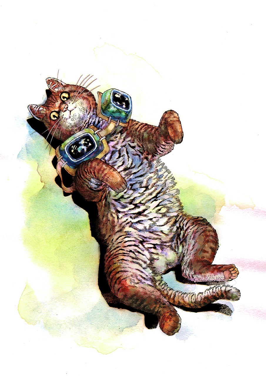 「ニャイト・オブ・ザ・リビングキャット」第1巻表紙 カラーイラスト（デジタル作画） ©ホークマン・メカルーツ/マッグガーデン/ニャイリビ製作委員会